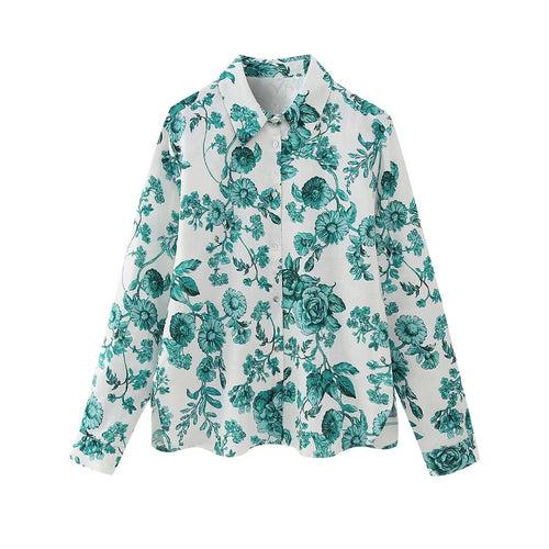Summer Casual Floral Printed Long Sleeved Shirt