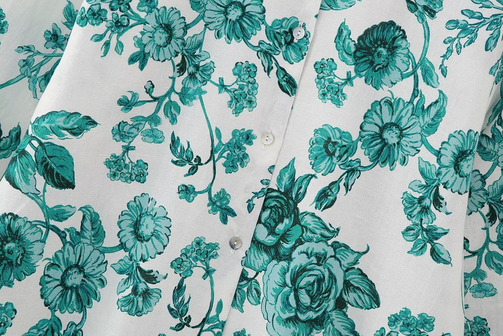 Women's Floral Printed Long Sleeved Shirt