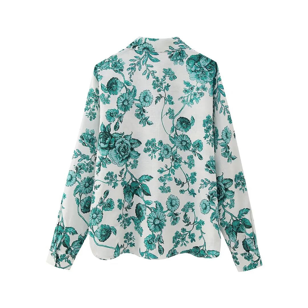 Women's Floral Printed Long Sleeved Shirt