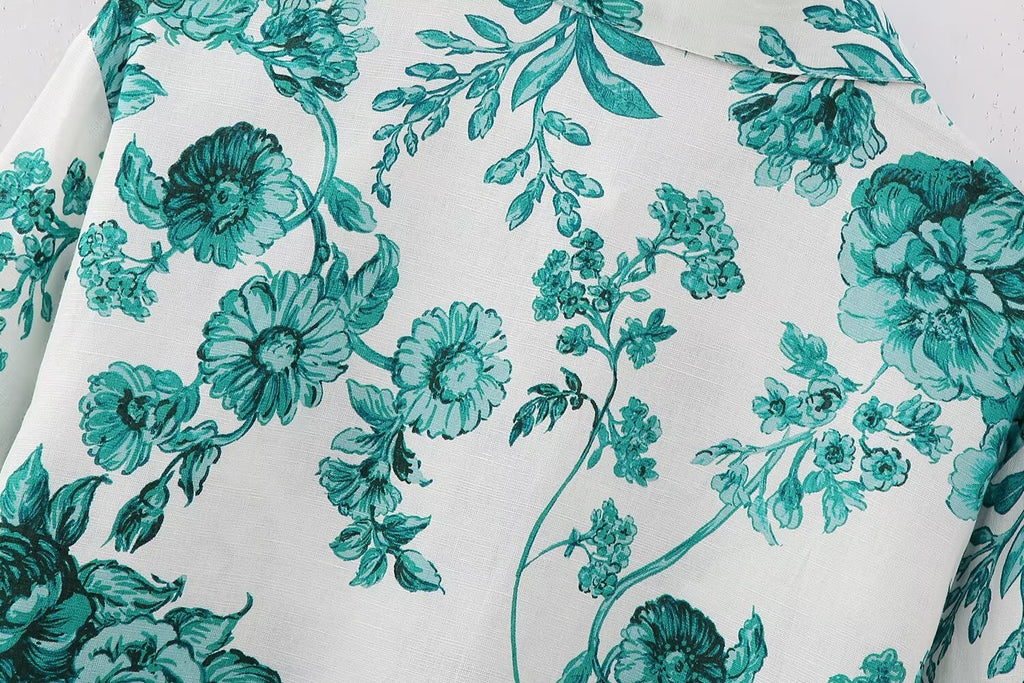 Women's Floral Printed Long Sleeved Shirt