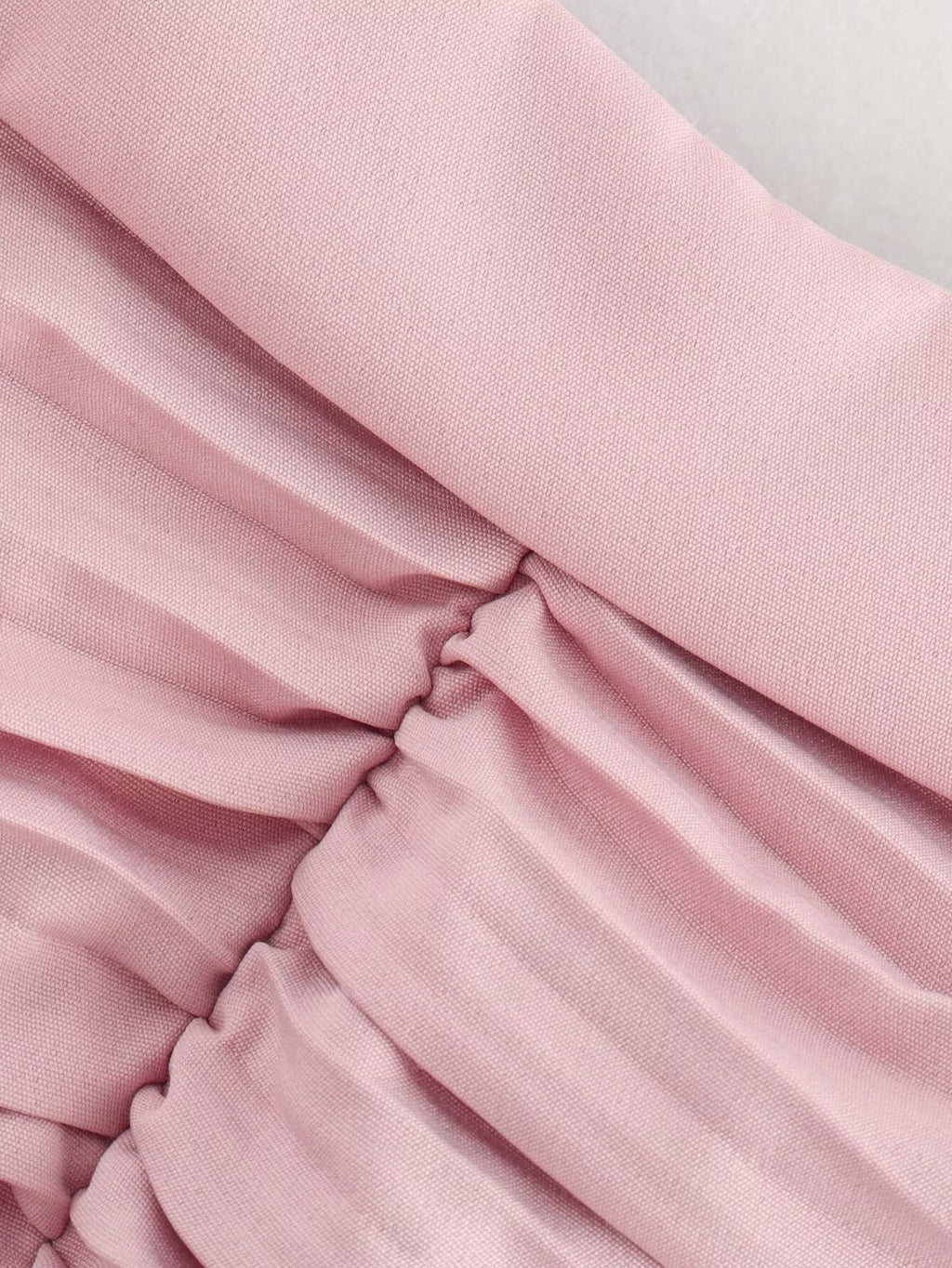 Pink Square-Neck Ruched Sleeveless A-Line Mini Dress