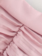 Pink Square-Neck Ruched Sleeveless A-Line Mini Dress