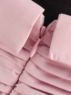 Pink Square-Neck Ruched Sleeveless A-Line Mini Dress
