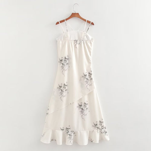 Chinese Strap Dress Print Slimming Sense of Design Dress