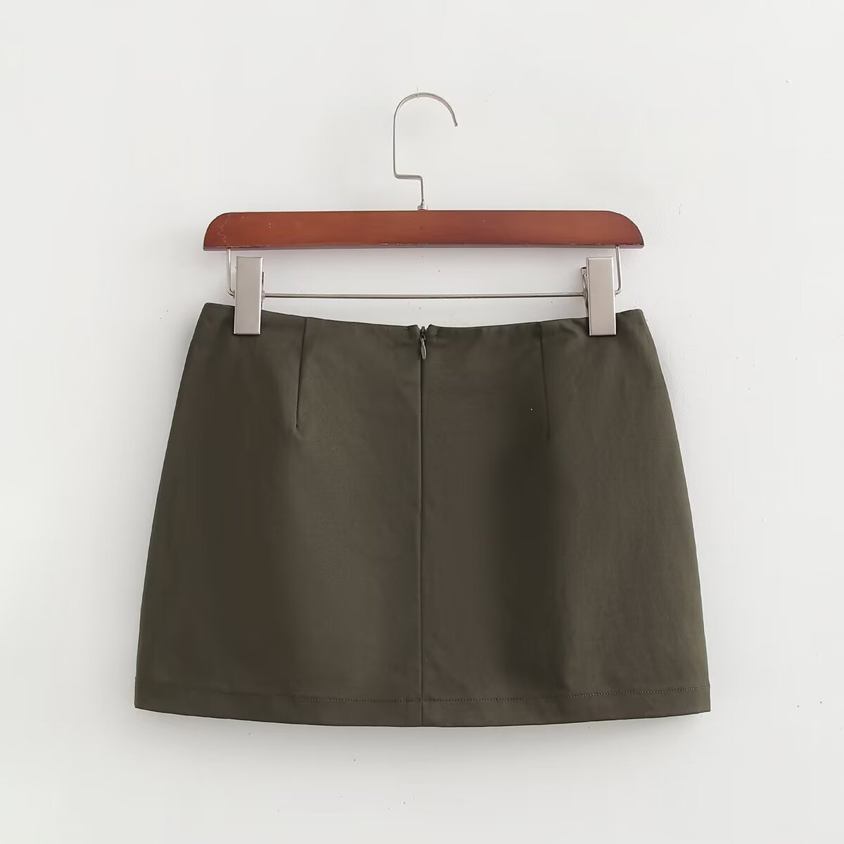 Retro Workwear Summer High Waist Pocket Skirt