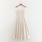 Spring Summer Women Clothing Dress Elegant Sexy Pleated Solid Color off the Shoulder Slim Fit Large Swing Dress