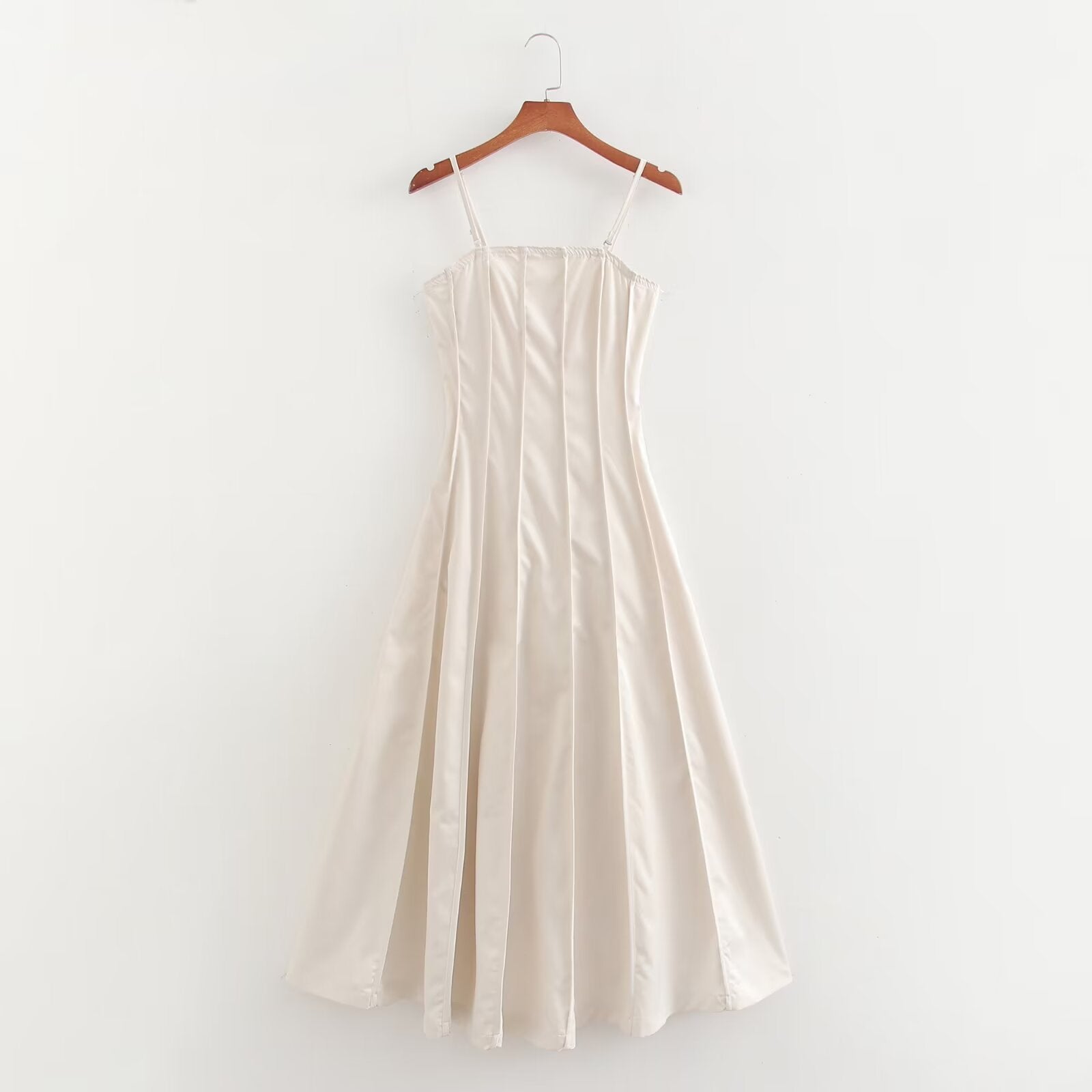 Spring Summer Women Clothing Dress Elegant Sexy Pleated Solid Color off the Shoulder Slim Fit Large Swing Dress