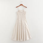 Spring Summer Women Clothing Dress Elegant Sexy Pleated Solid Color off the Shoulder Slim Fit Large Swing Dress