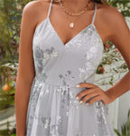 Women's Spaghetti Strap Sleeveless Sequin Embroider Dress