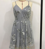 Women's Spaghetti Strap Sleeveless Sequin Embroider Dress