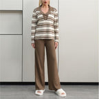 Spring Color Block Two-Piece Set Knitted Pant Sets