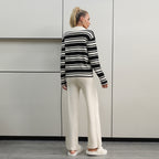 Spring Color Block Two-Piece Set Knitted Pant Sets