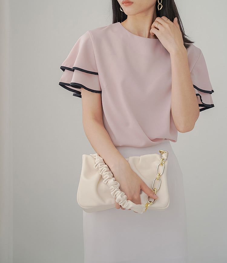 Ruffle Sleeve Chiffon Blouse