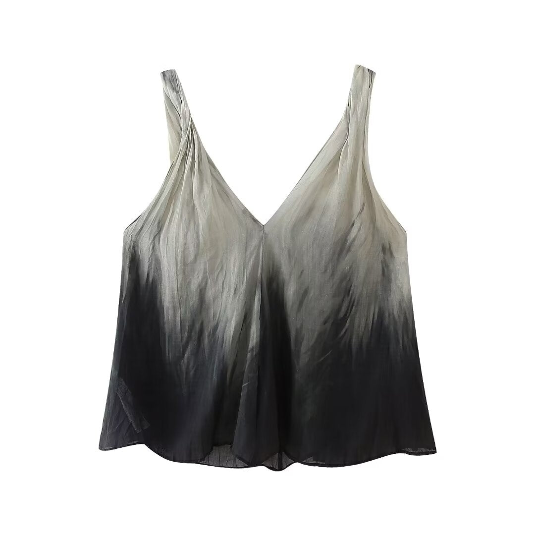 Women's Tie Dye Printed Vest and Skirt Two-Piece Set