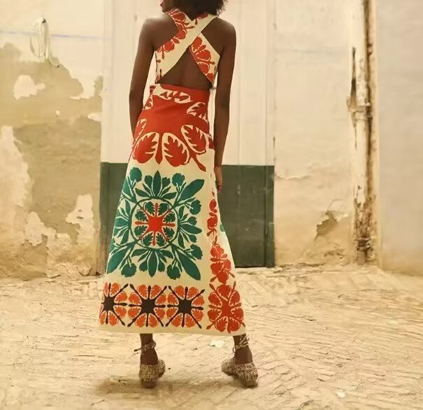 Summer Backless Printing Dress