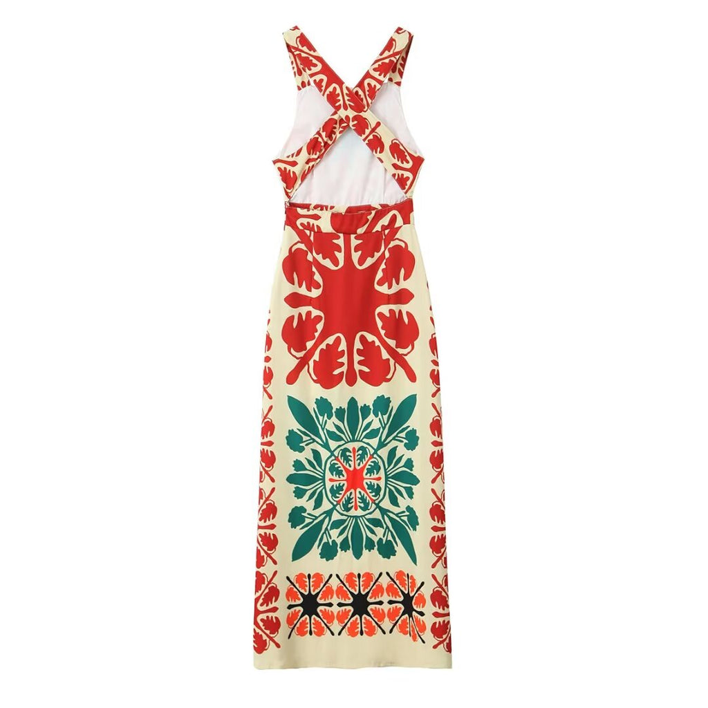 Summer Backless Printing Dress