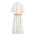 Linen Shirt Dress With Waistband
