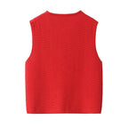 Women's Bow Small V Neck Sleeveless Knitted Vest