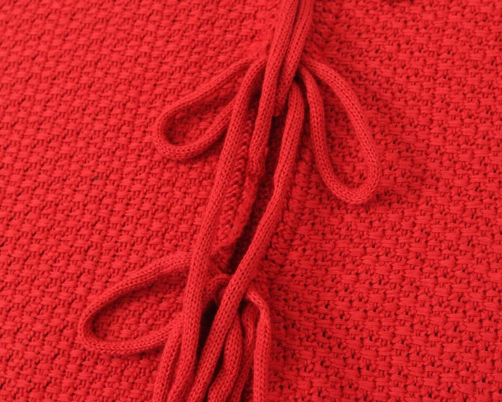 Women's Bow Small V Neck Sleeveless Knitted Vest