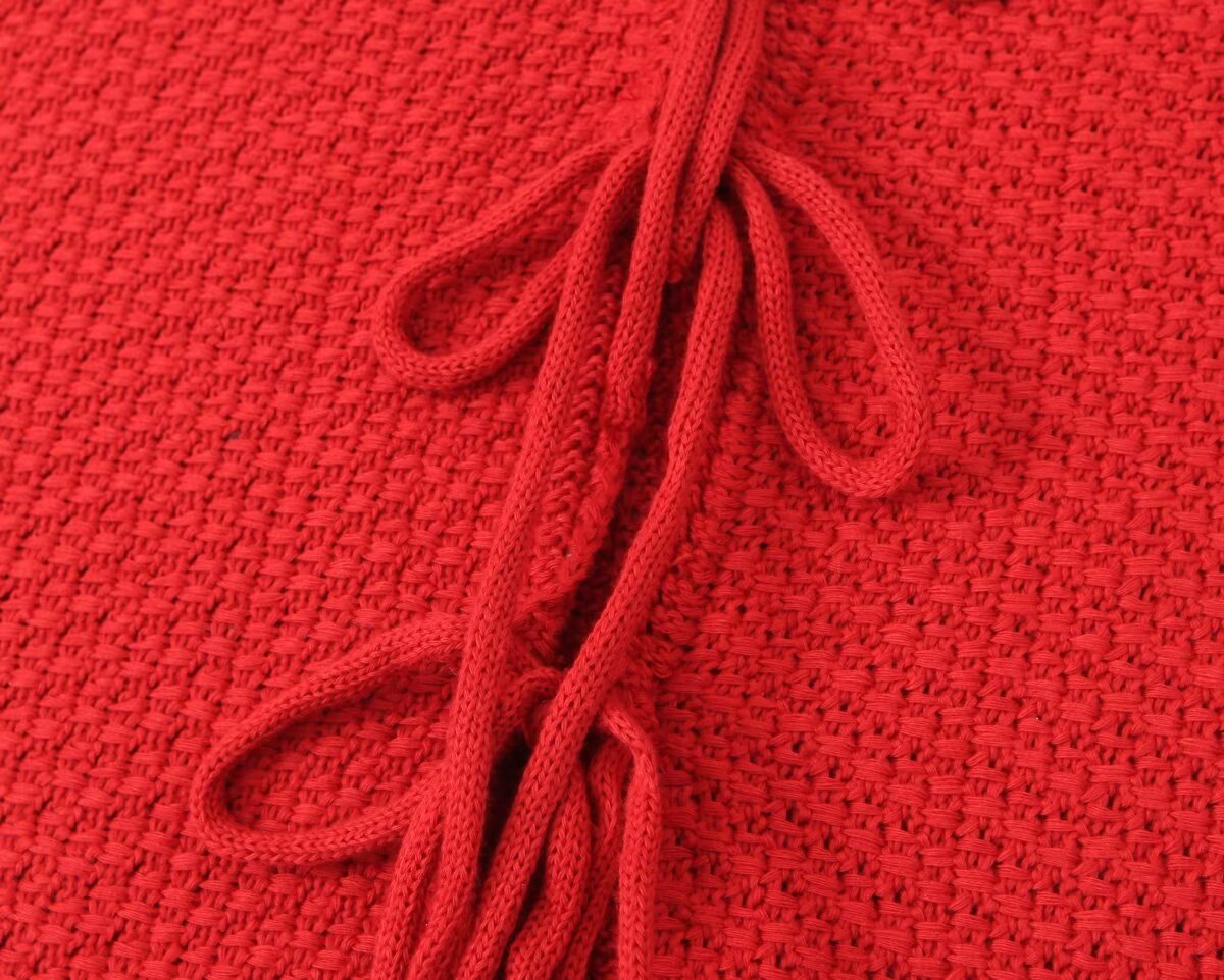 Women's Bow Small V Neck Sleeveless Knitted Vest