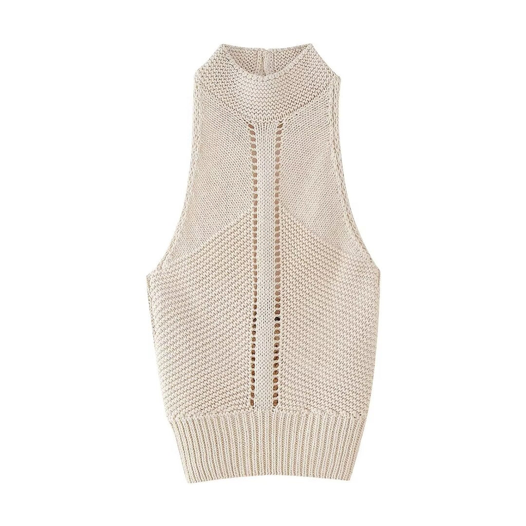 's Casual Halter Knitted Sweater Vest Top