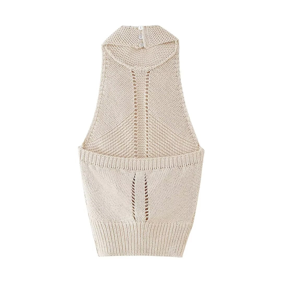 's Casual Halter Knitted Sweater Vest Top