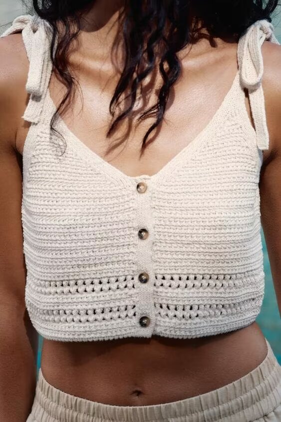 Women's Single Breasted Backless Lace Up Knitted Top