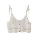 Women's Single Breasted Backless Lace Up Knitted Top