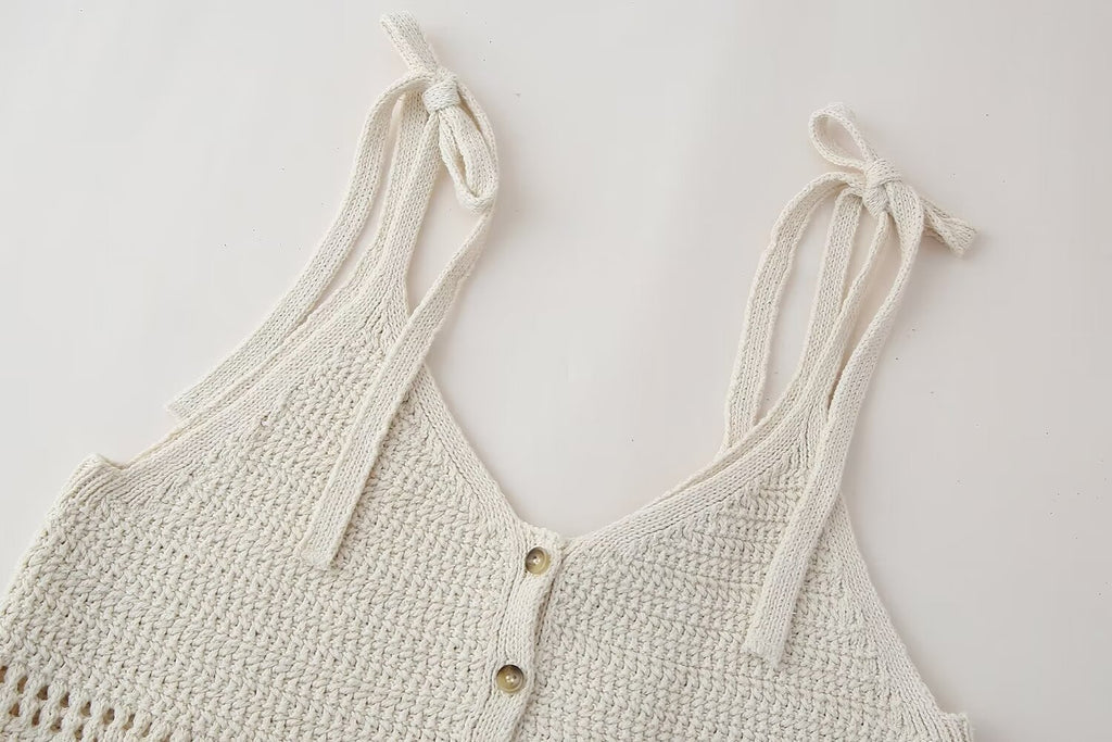 Women's Single Breasted Backless Lace Up Knitted Top