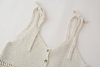Women's Single Breasted Backless Lace Up Knitted Top
