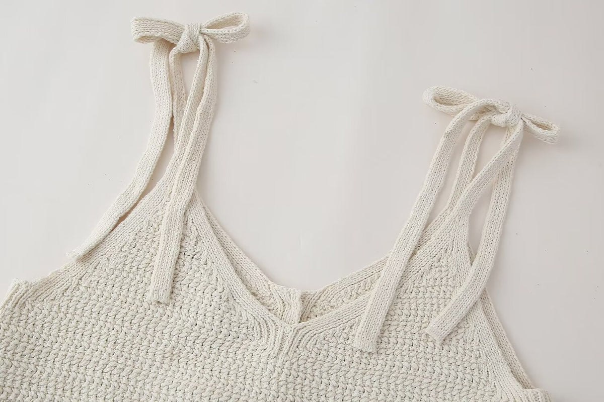 Women's Single Breasted Backless Lace Up Knitted Top