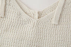 Women's Single Breasted Backless Lace Up Knitted Top