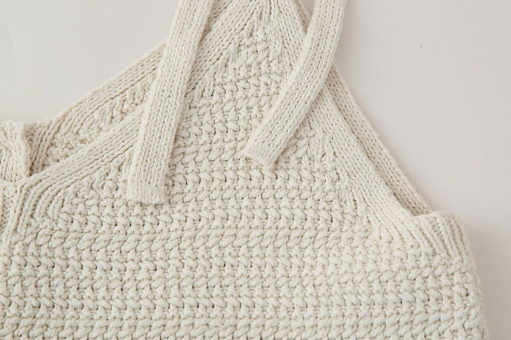 Women's Single Breasted Backless Lace Up Knitted Top