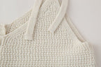 Women's Single Breasted Backless Lace Up Knitted Top