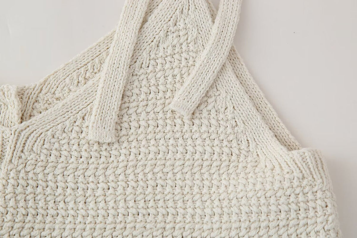 Women's Single Breasted Backless Lace Up Knitted Top