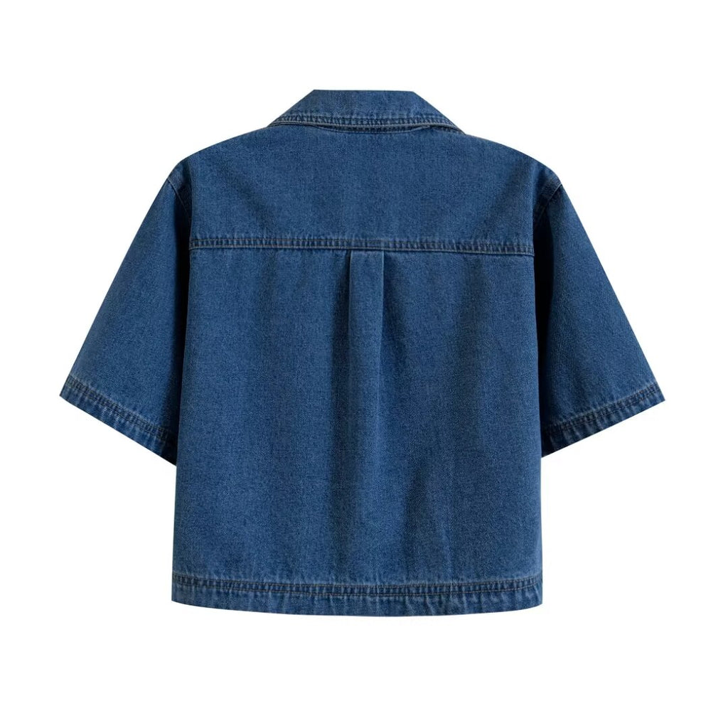 Women's Summer Short Denim Top and Pants Two-Piece Set