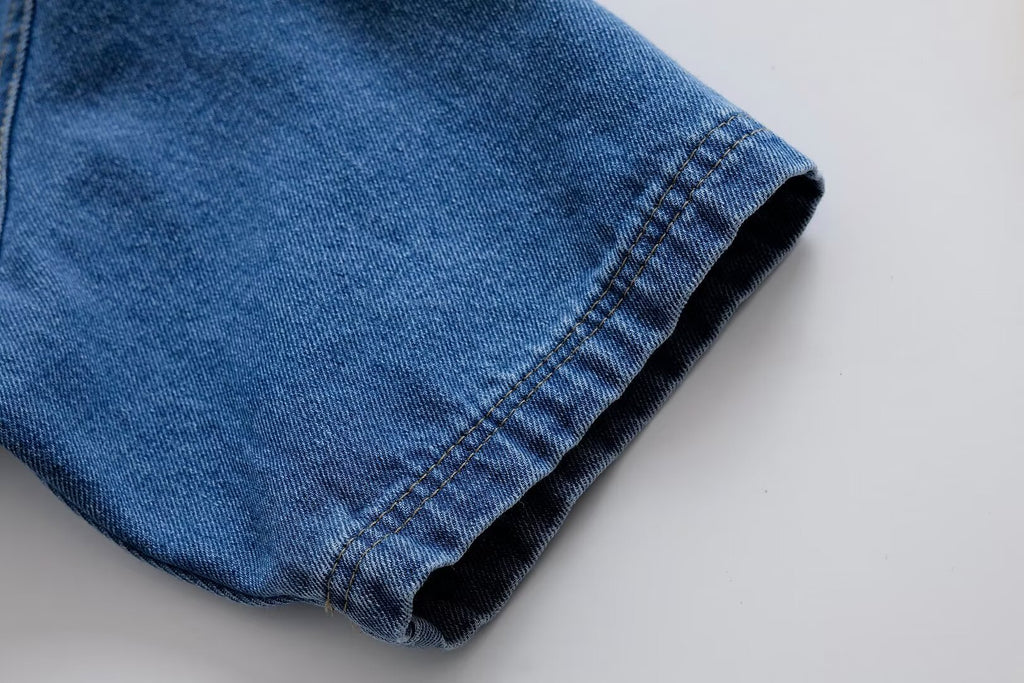 Women's Summer Short Denim Top and Pants Two-Piece Set