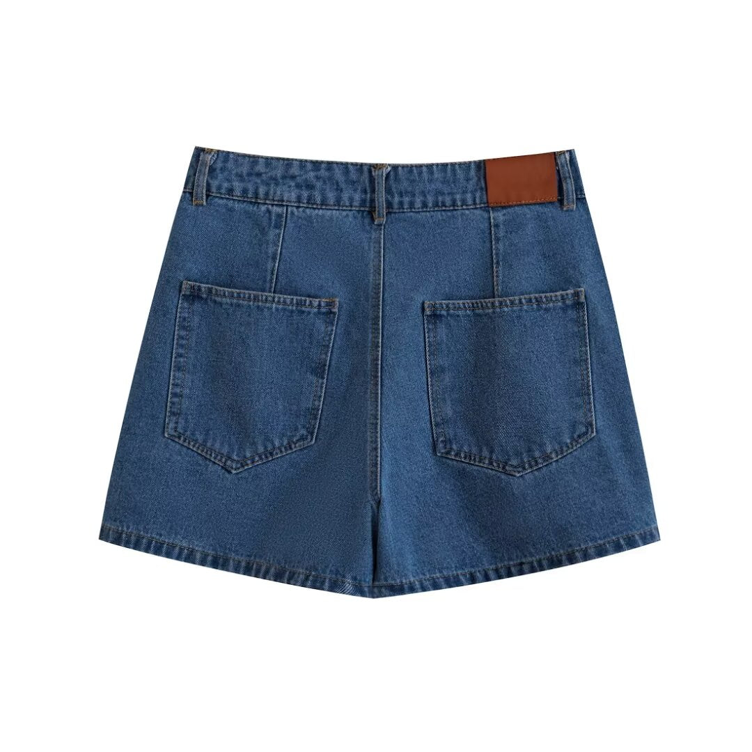 Women's Summer Short Denim Top and Pants Two-Piece Set