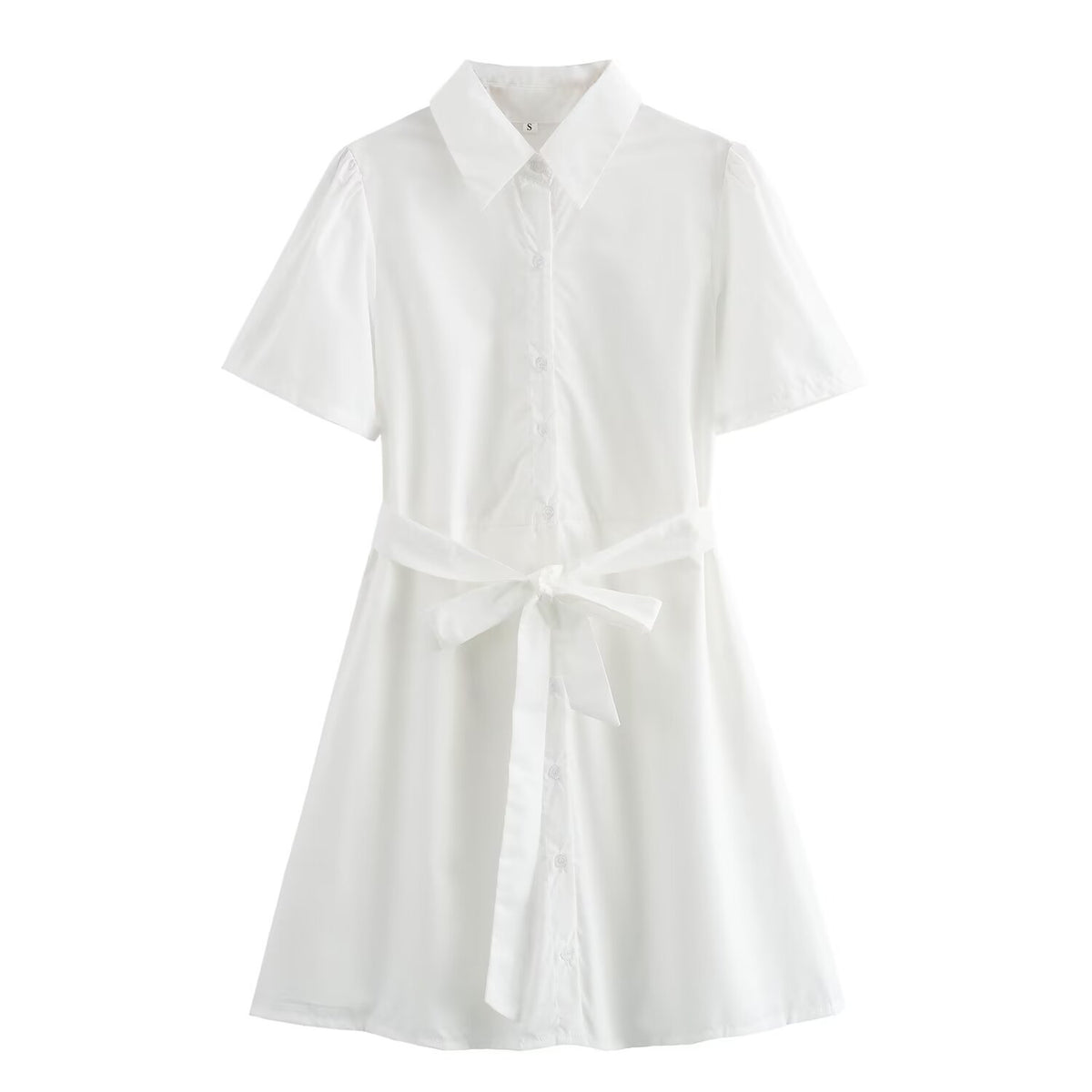 Simple White Belt Shirt Dress