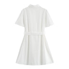 Simple White Belt Shirt Dress