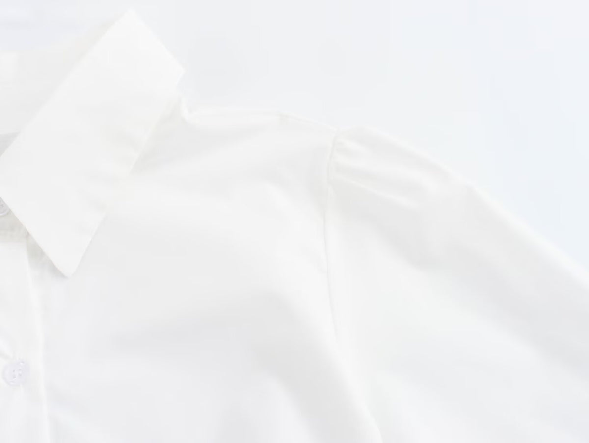 Simple White Belt Shirt Dress