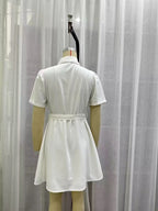 Simple White Belt Shirt Dress