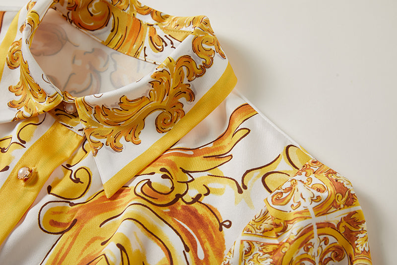 Women's Printed Belted A-Line Dress