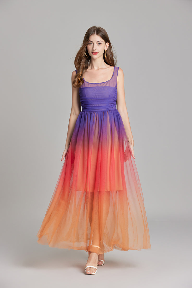 Women's 's Ombre Sleeveless A-Line Maxi Dress
