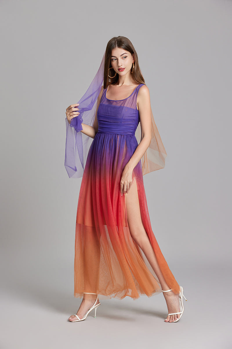 Women's 's Ombre Sleeveless A-Line Maxi Dress
