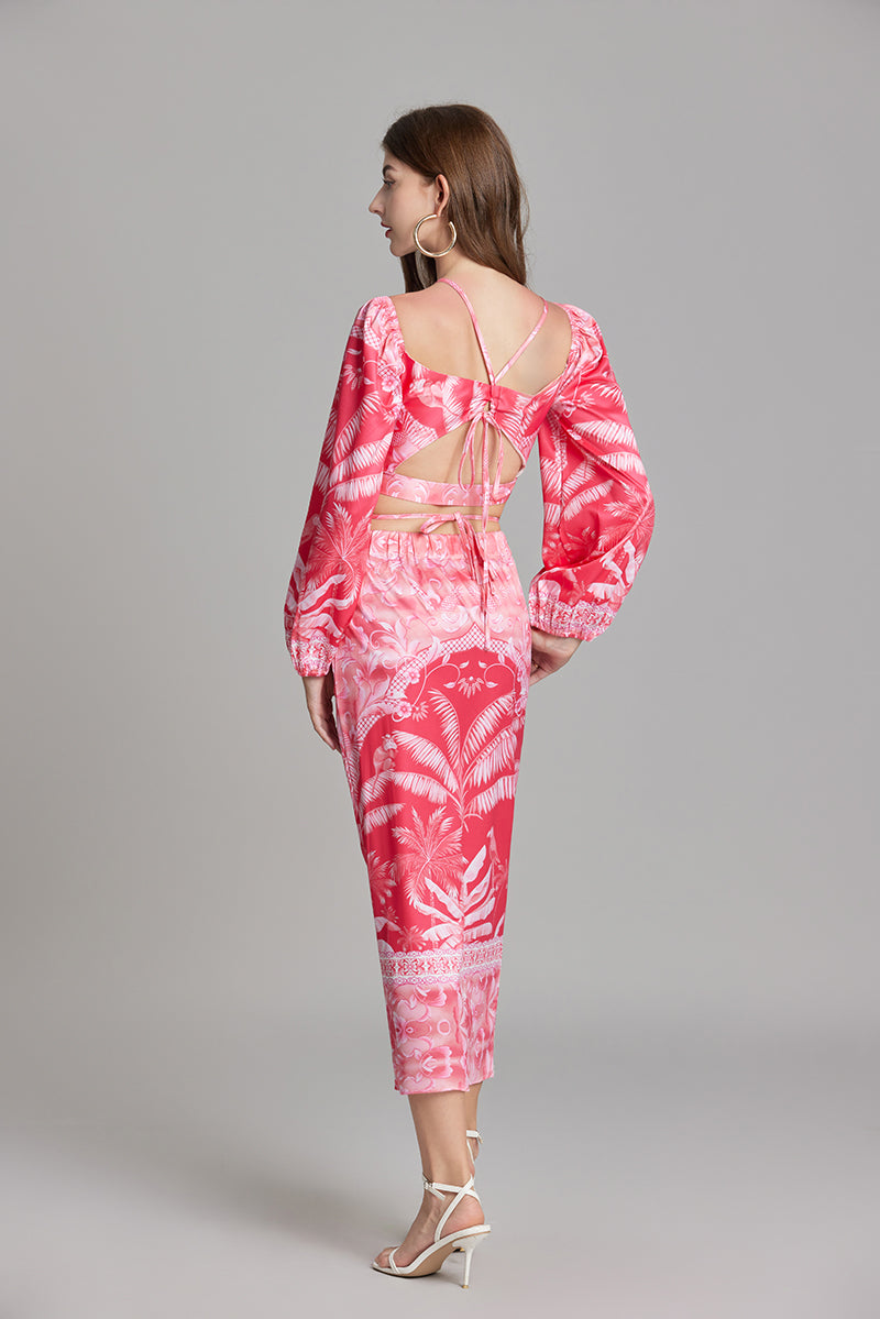 Women's 's Printed Tie-Waist Skirt Set