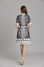 Women's 's Printed Button-Front Shirt Dress