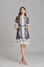 Women's 's Printed Button-Front Shirt Dress