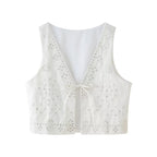 Women's Sequ Embroidered Loose High Vest and Skirt Two-Piece Set