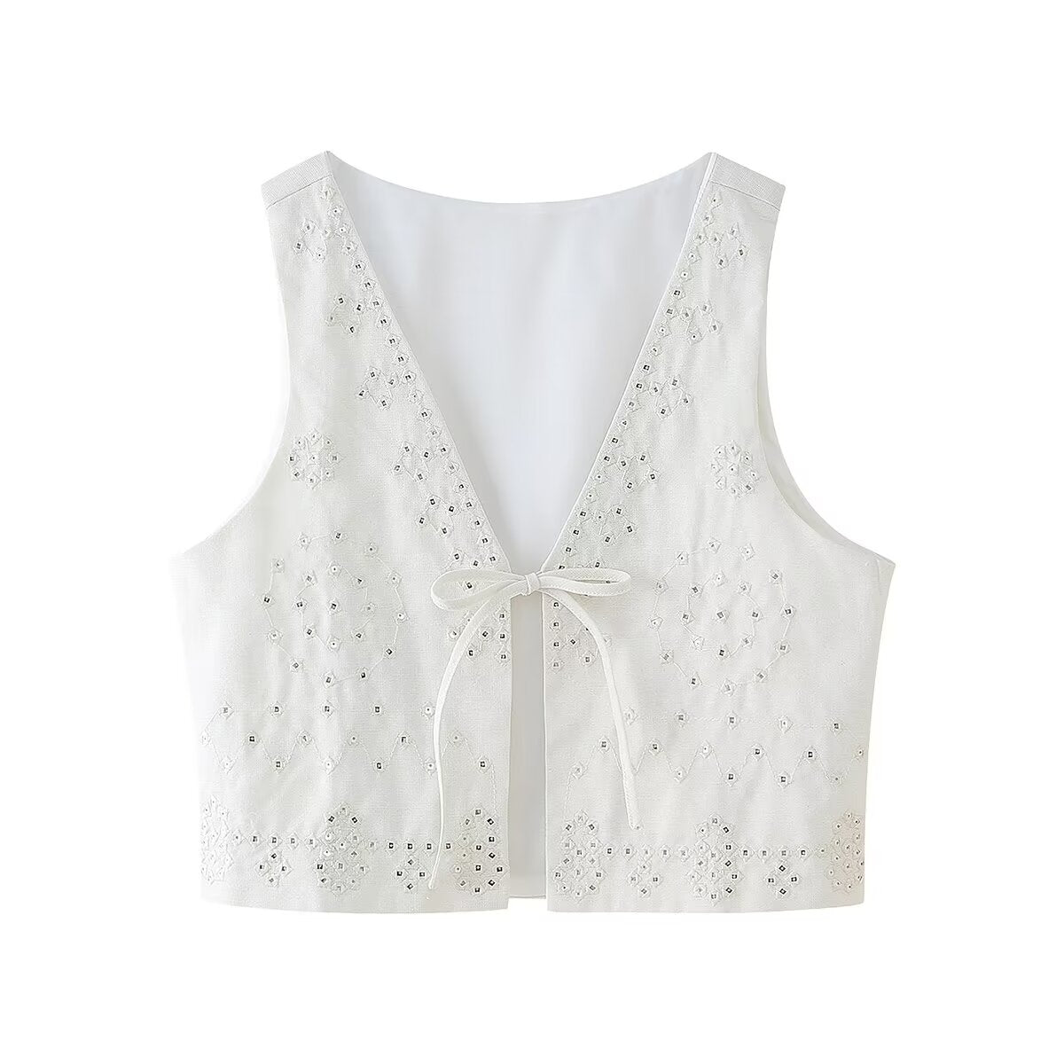 Women's Sequ Embroidered Loose High Vest and Skirt Two-Piece Set